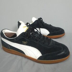 Puma Liga Shoes Men Size 10 Black White Suede Gum Sole